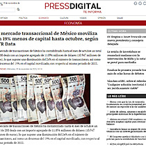 El mercado transaccional de Mxico moviliza un 19% menos de capital hasta octubre, segn TTR Data